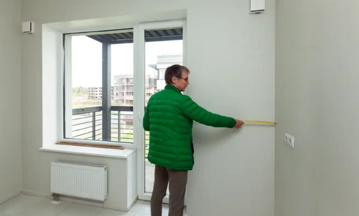 Замерщик производит работы