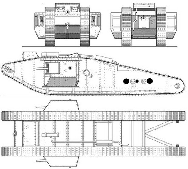 Танк марк 5 чертеж Путь танка. Часть 4.1. Mark IV Tadpole. 1917. "Головастик" с минометом на хвосте