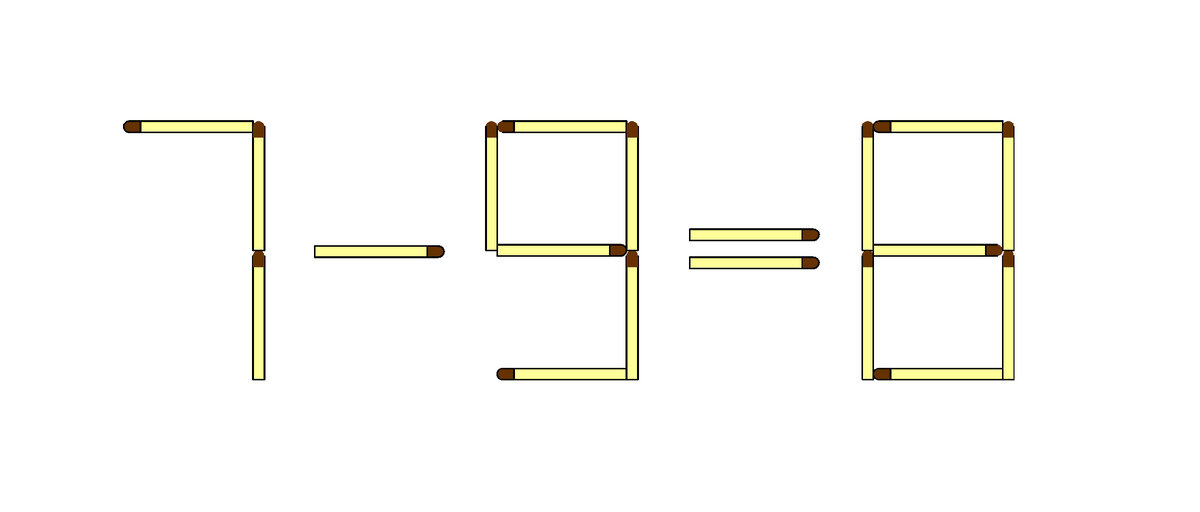 Переложите 2 спички так, чтобы равенство выполнялось