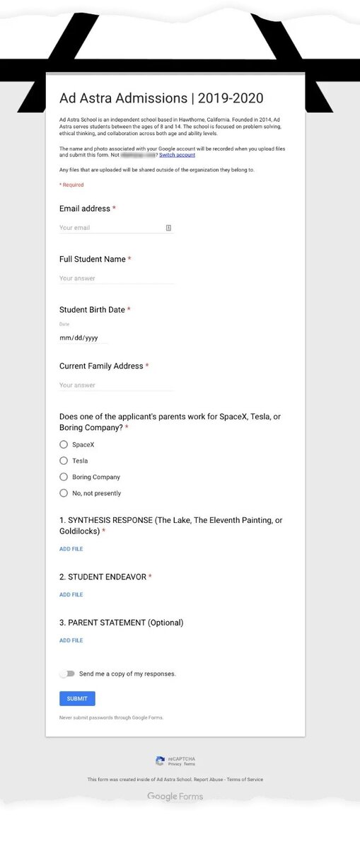 •анкета для поступающих в школу