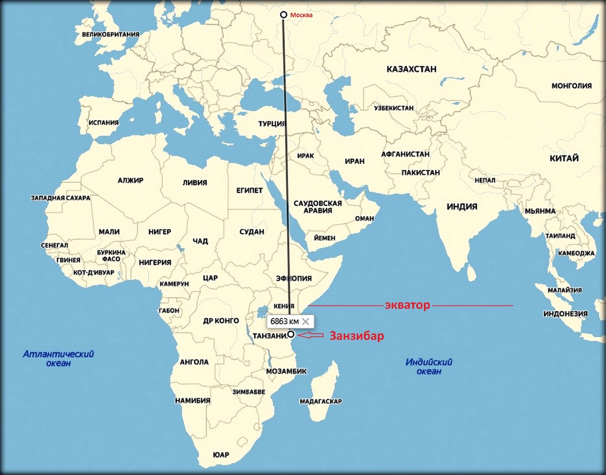 Государство Занзибар на карте мира