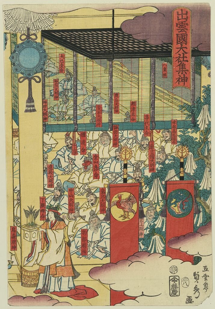 Artist:Utagawa Sadahide Title:Gathering of gods at the great shrine at Izumo. Date:1857.