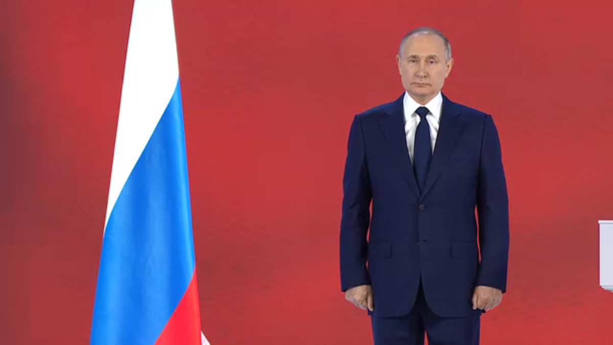 Кадр из видео Послания Федеральному Собранию РФ. 