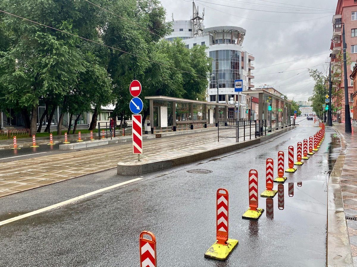 Разделение проезжей части от велосипедной дорожки