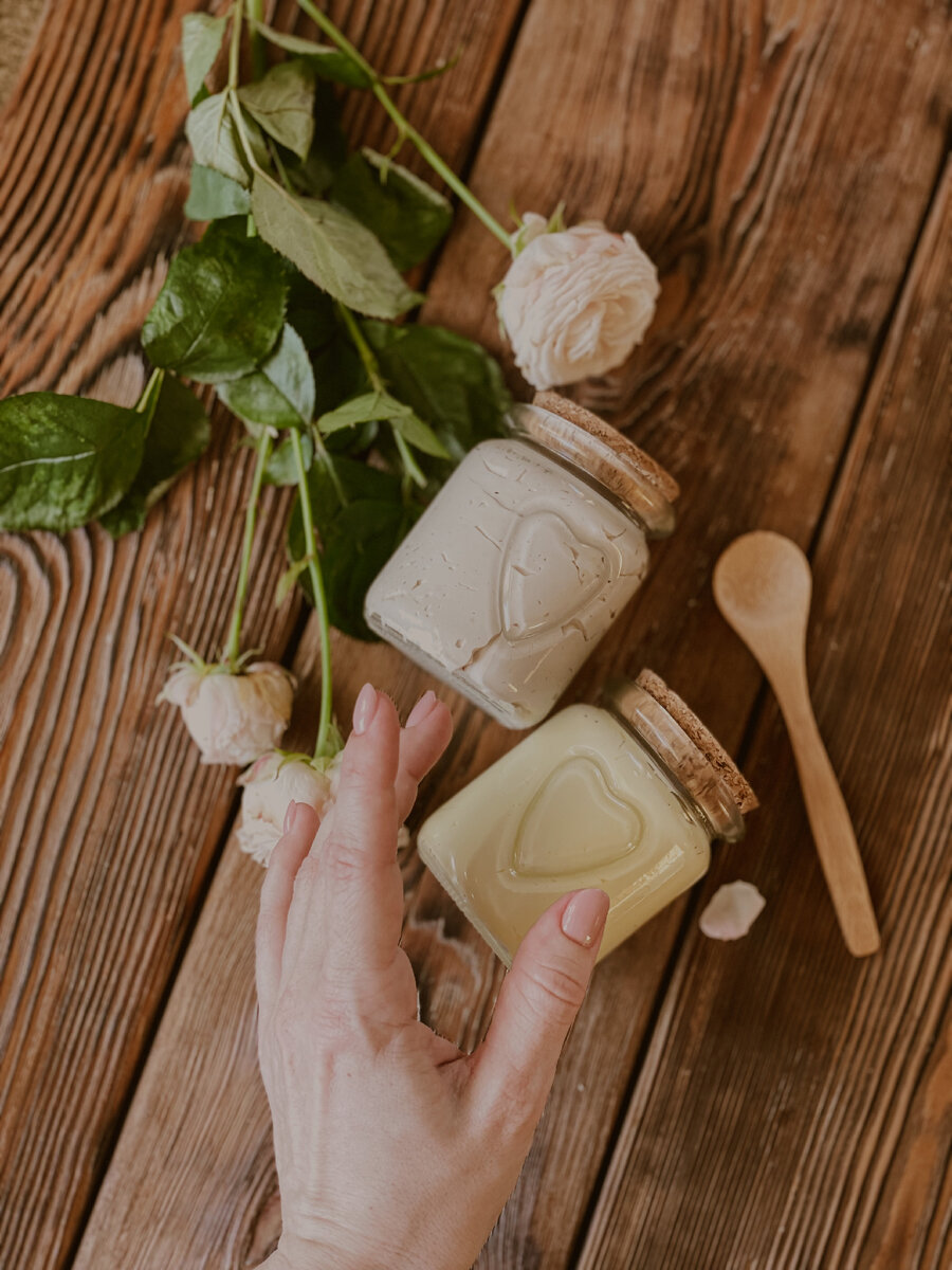 Суфле для тела из масла ши и взбитых масел, с какао тертым и облепиховым маслом