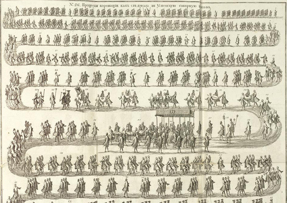 Коронация Елизаветы Петровны. Гравюра.