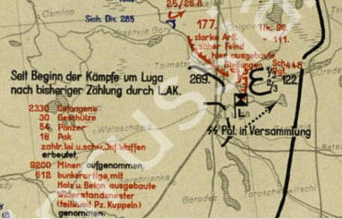 Отчетная немецкая карта. Положение на 25 августа 1941 года. Можно почитать про трофеи. 