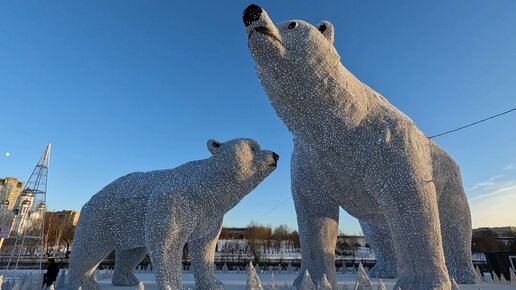 Мишка Умка со своим семейством вернулись на берег Яузы