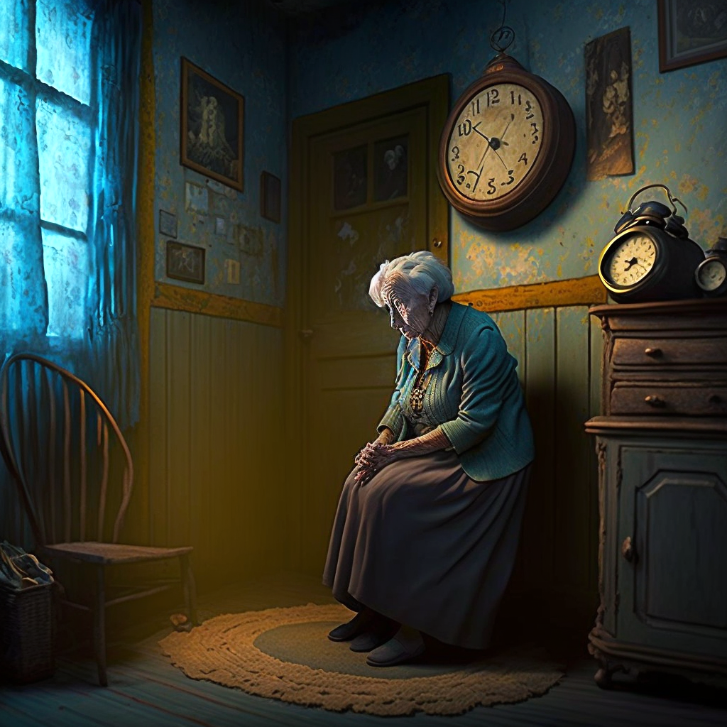 Иллюстрация сделана с использованием ИИ Midjourney. Угадайте, что не так со старушкой