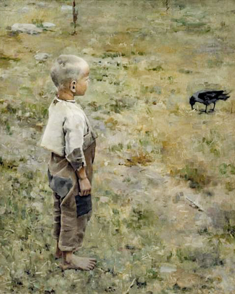 Аксели Галлен-Каллела "Мальчик и ворона". Источник: https://ita-lit.livejournal.com/60197.html