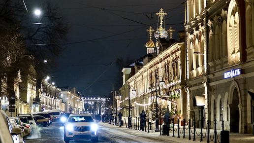 Улица Рождественская в пятницу вечером зимой. Нижний Новгород. | Елена ...