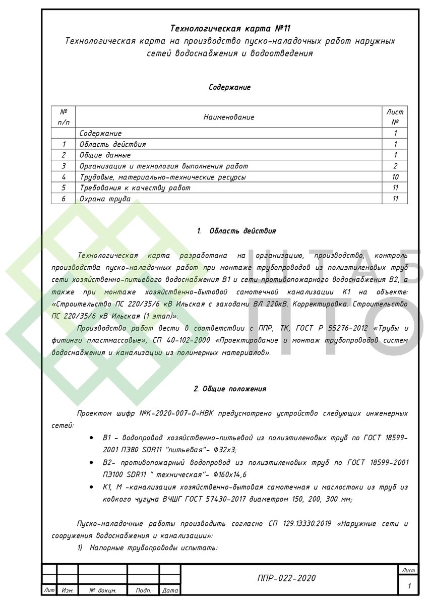 ТК на производство пуско-наладочных работ. Пример работы. | ШТАБ ПТО ...