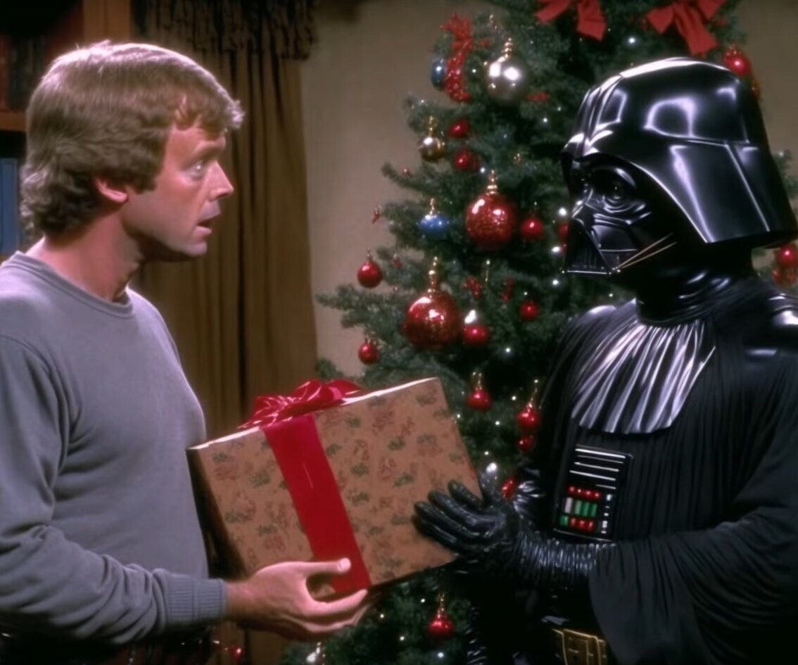     Представьте "Звездные войны" как ситком 80-х: нейросеть создала трагикомедийную рождественскую историю про Дарта Вейдера