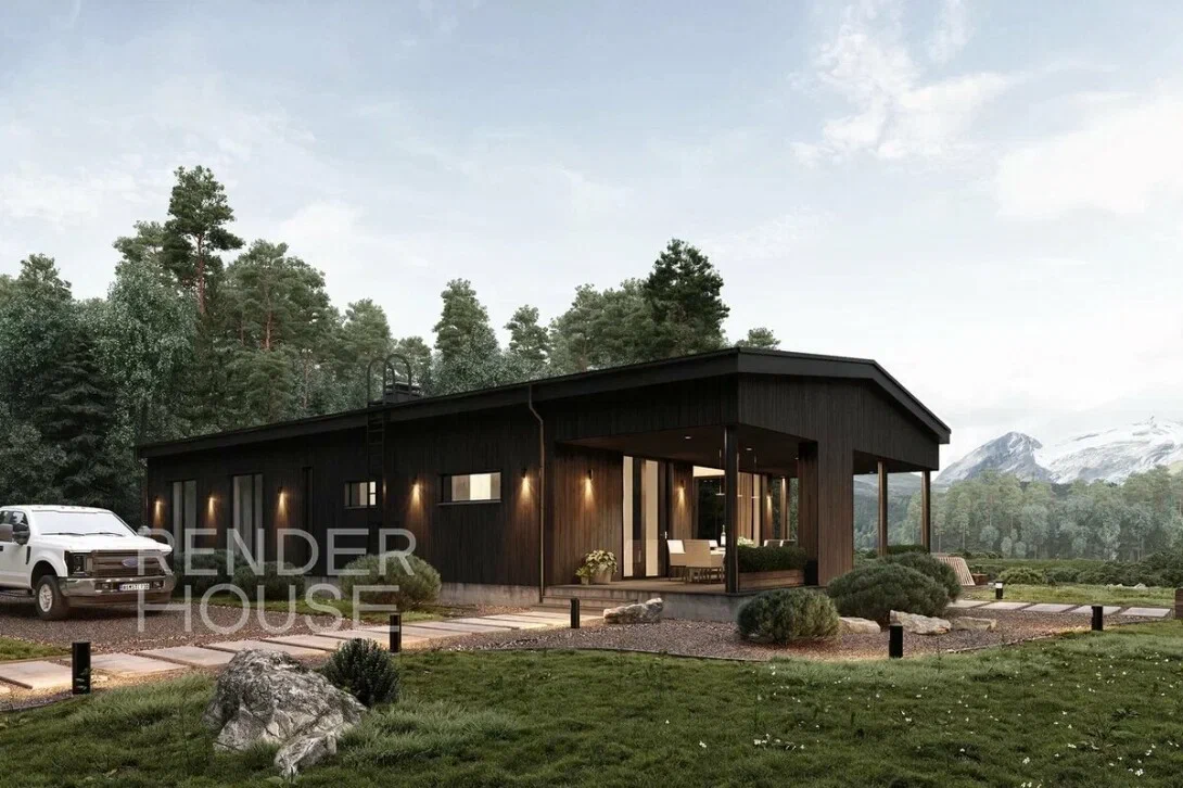 Вид на дом. Источник изображения: Дзен-канал "Render House: канал о лучших каменных домах в РФ"