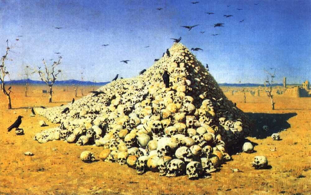 Картина В. В. Верещагина «Апофеоз войны»  1871 г. Холст, масло. 127×197 см. Государственная Третьяковская галерея