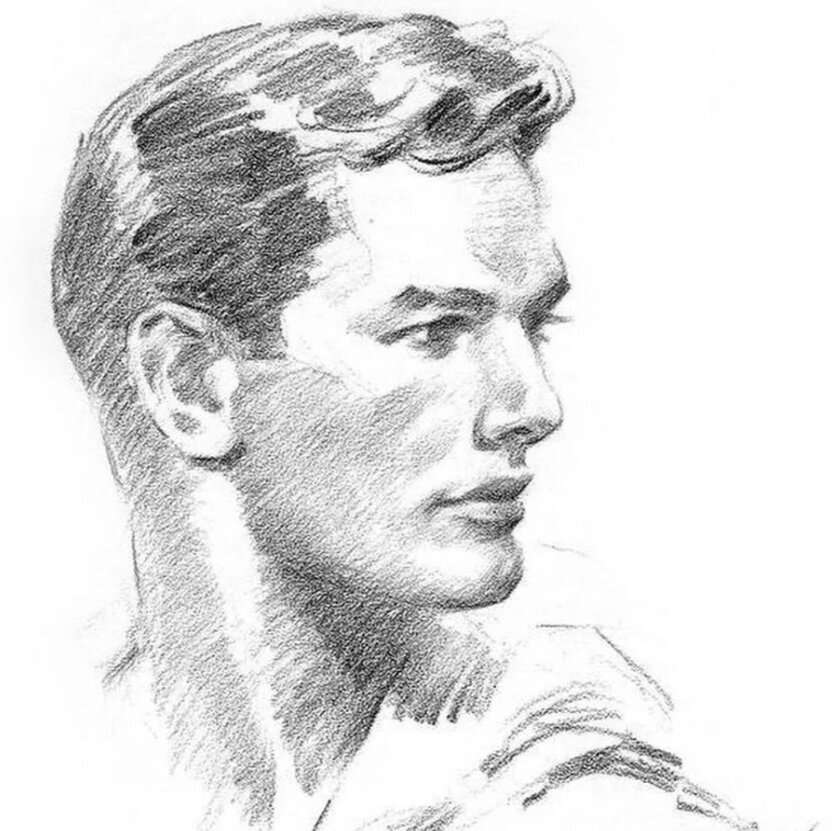 Мужской портрет, пример из интернета. Материальность как задача не ставилась.