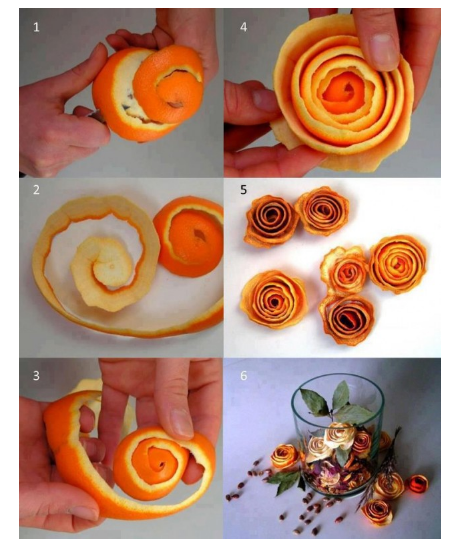 Цветы из корки апельсина