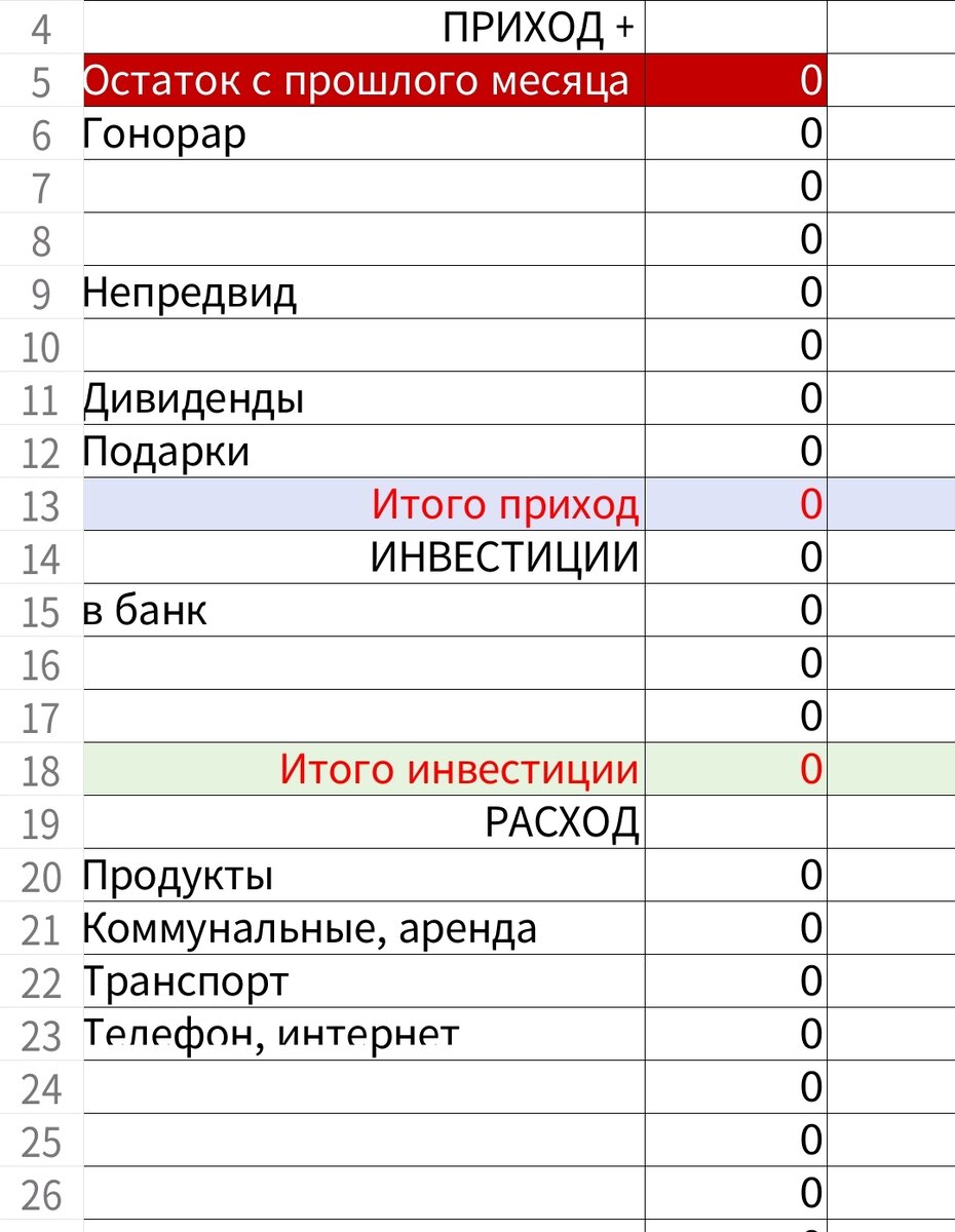 Пример таблицы