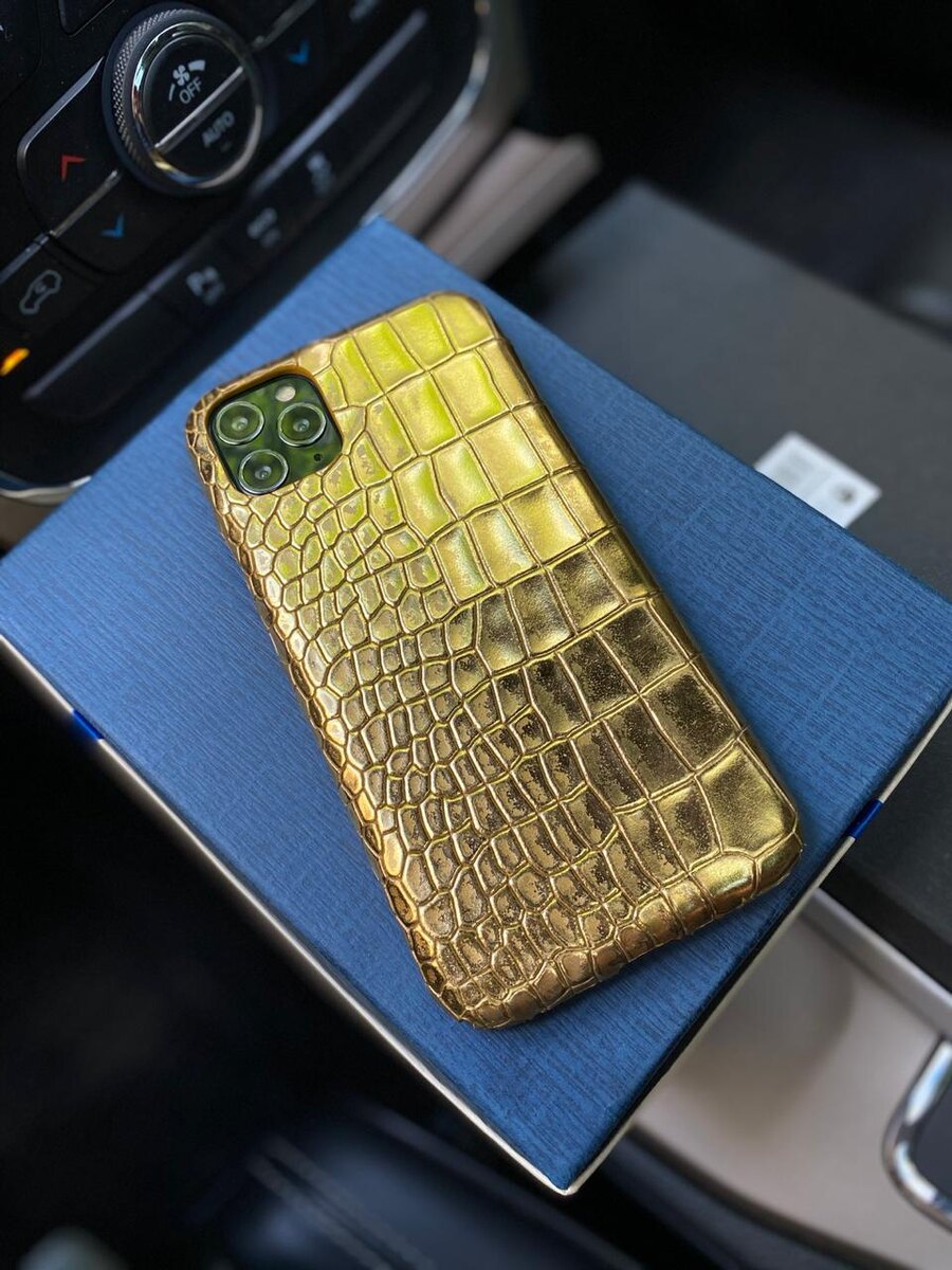 Золотой кожаный чехол ручной работы Mobcase 1182 для iPhone 11 Pro