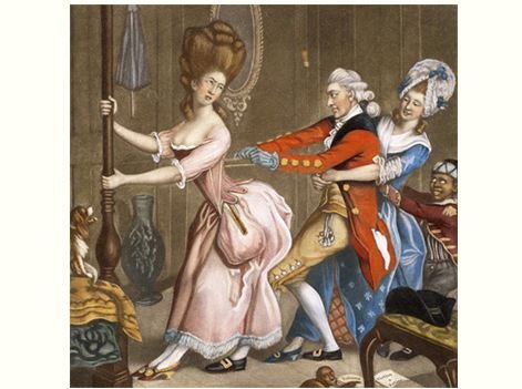 Плотная шнуровка образца 1770-1775 годов. Карикатура.