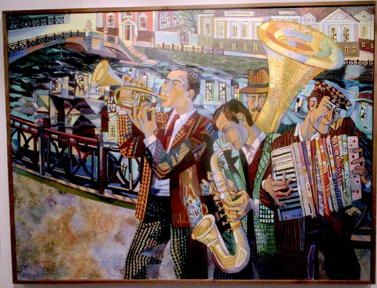Ольга Трушникова. Музыканты. 2008, холст, масло, 135х208