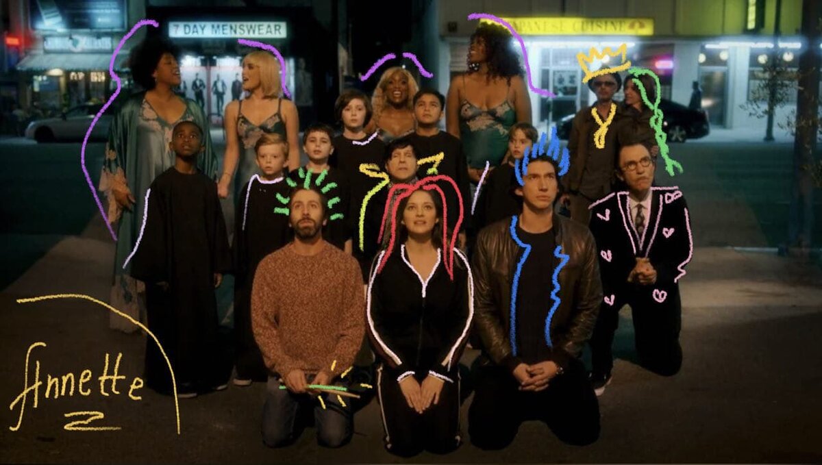 Кадр из фильма, ну или почти кадр из фильма"Аннетт"