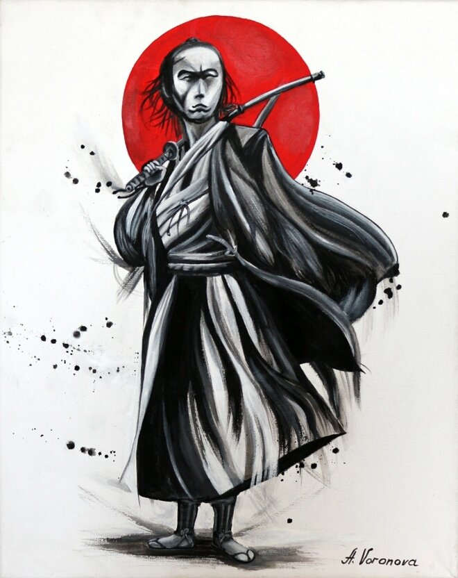 Самурай. Акрил, холст на подрамнике, 50*40. -8000 руб. (возможна доставка почтой из Бурятии, доставка оплачивается отдельно). Дополнительного оформления в багет не требуется.