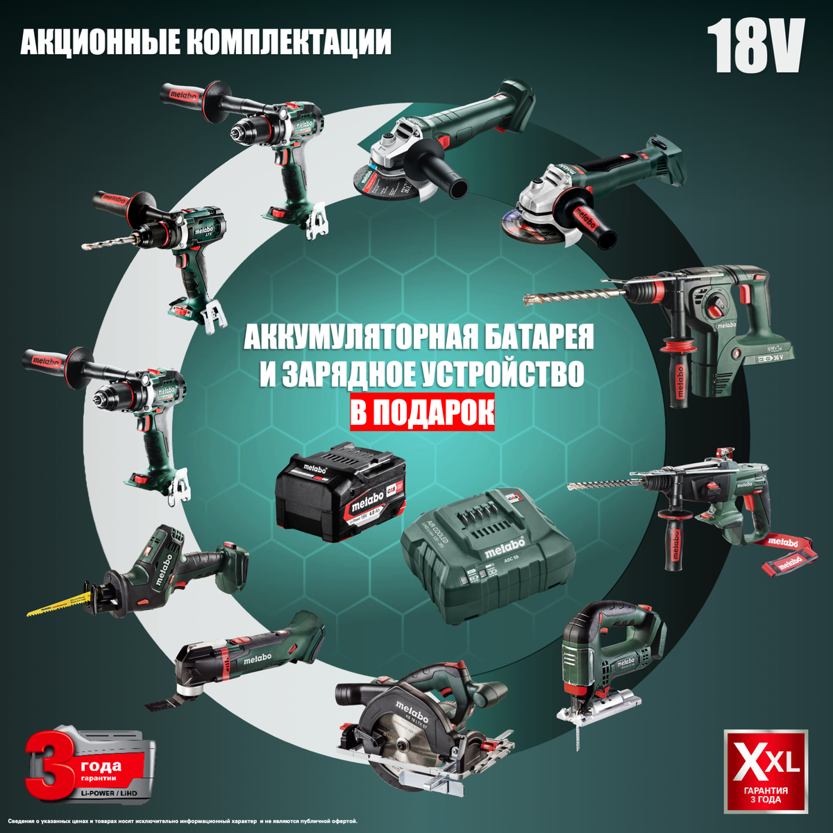 Ассортимент аккумуляторных инструментов Metabo 18 Вольт в акционной комплектации
