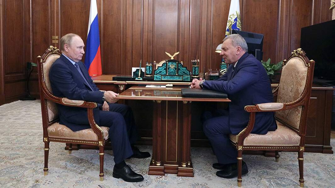 Встреча президента РФ Владимира Путина с генеральным директором «Роскосмоса» Юрием Борисовым                                                                                                                        Фото: РИА Новости/Михаил Климентьев