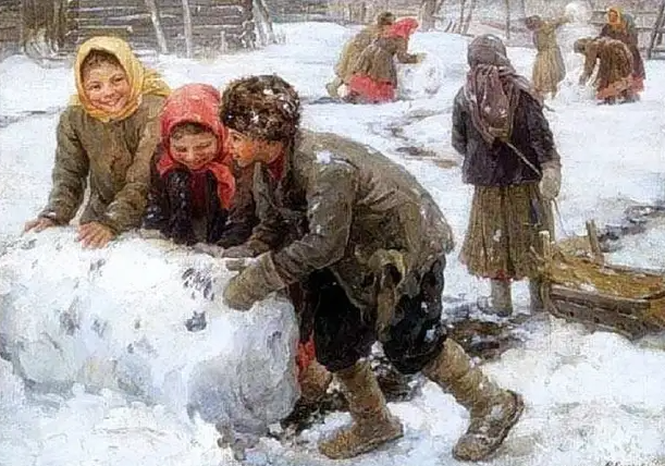 Сычков Ф.В. "Лепка снеговика". 