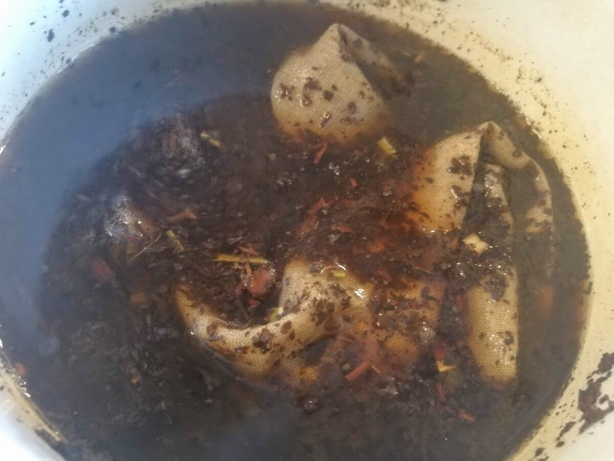 Окрашивание канвы в чае