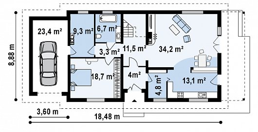 Первый этаж   129,0 м²