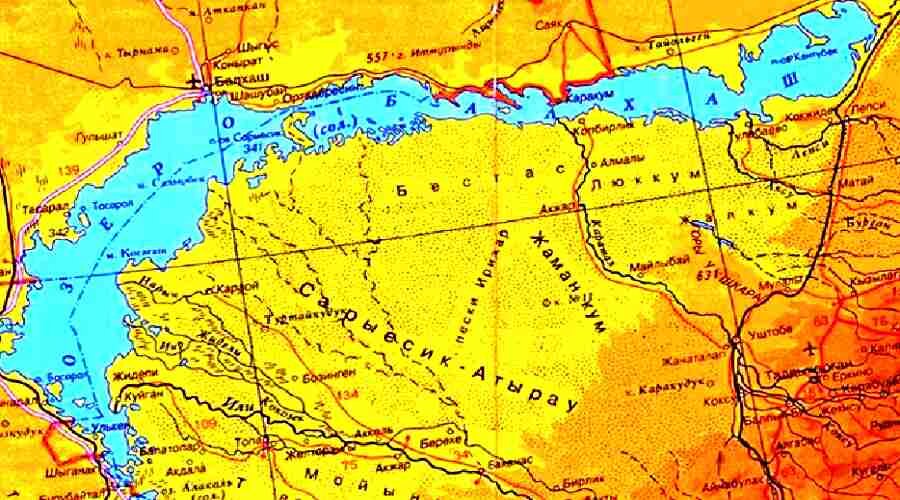 Озеро Балхаш на карте мира...