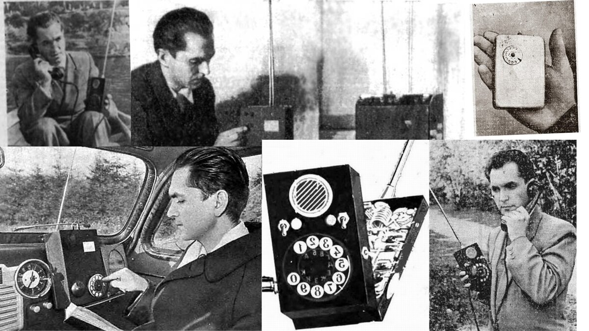 На фото: Леонид Иванович Куприянов и модели его телефонов