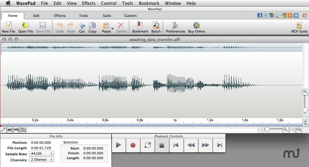                                 Интерфейс WavePad