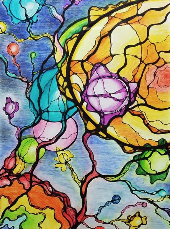 Энерго-картина "Фонтан удачи и благополучия", автор Виктория Абдрахманова. Нейро-графика