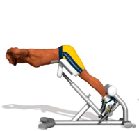 В конце тренировки выполняются изолирующие упражнения. Для домашнего тренинга подойдет гиперэкстензия, при этом специальный тренажер легко заменяется жестким диваном или другой твердой поверхностью, которая может обеспечить удобное расположение таза и ног.