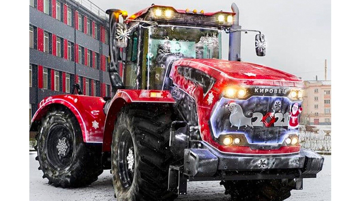 Фото: instagram.com/kirovets_ptz Новогодний трактор Кировец от Петербургского тракторного завода