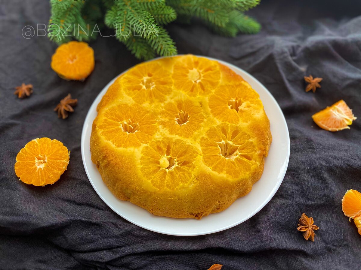 Пирог с мандаринами, похожий на цветочек
