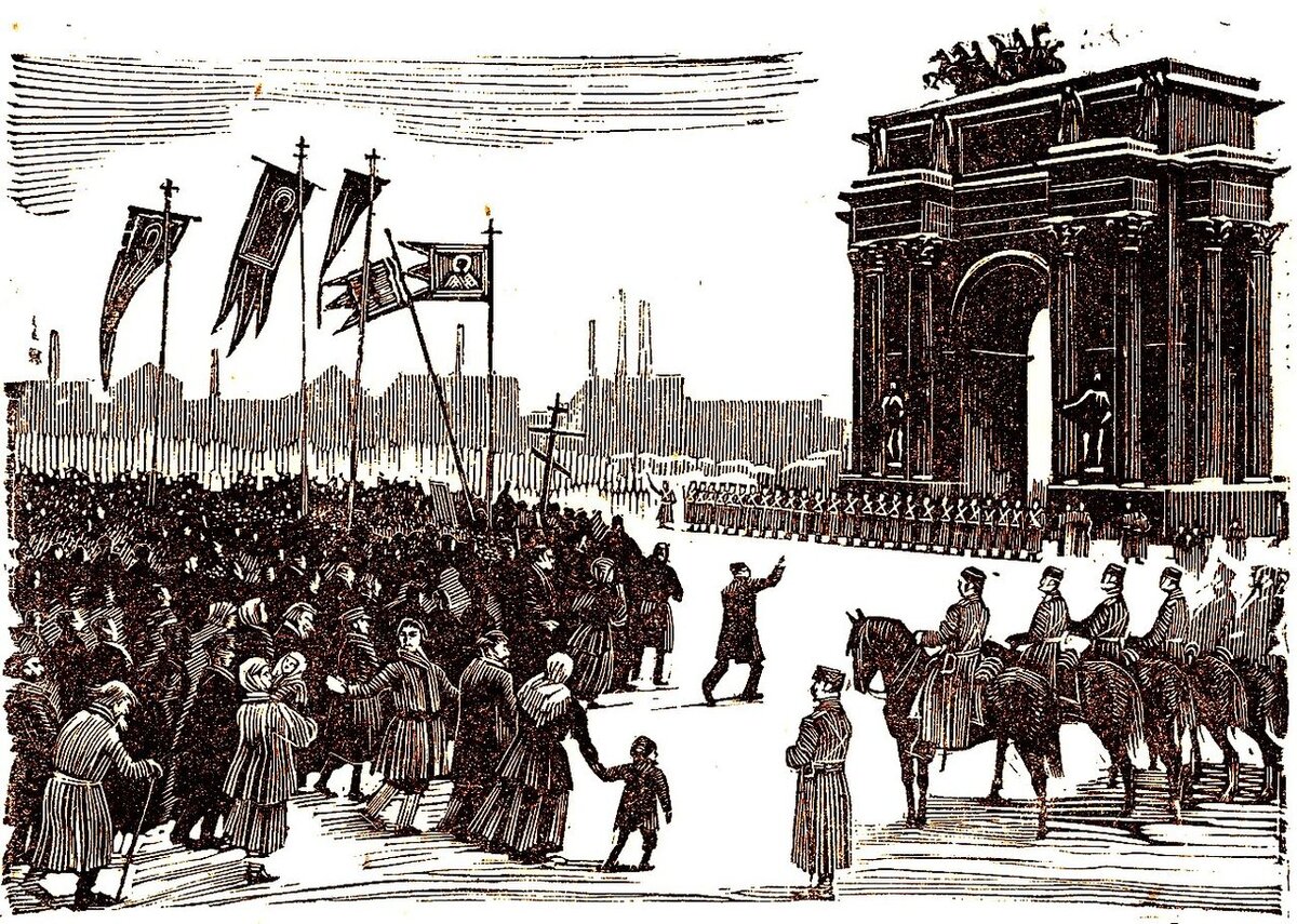 Утро 9 января у Нарвских ворот. Гравюра начала ХХ века (wikipedia.org)