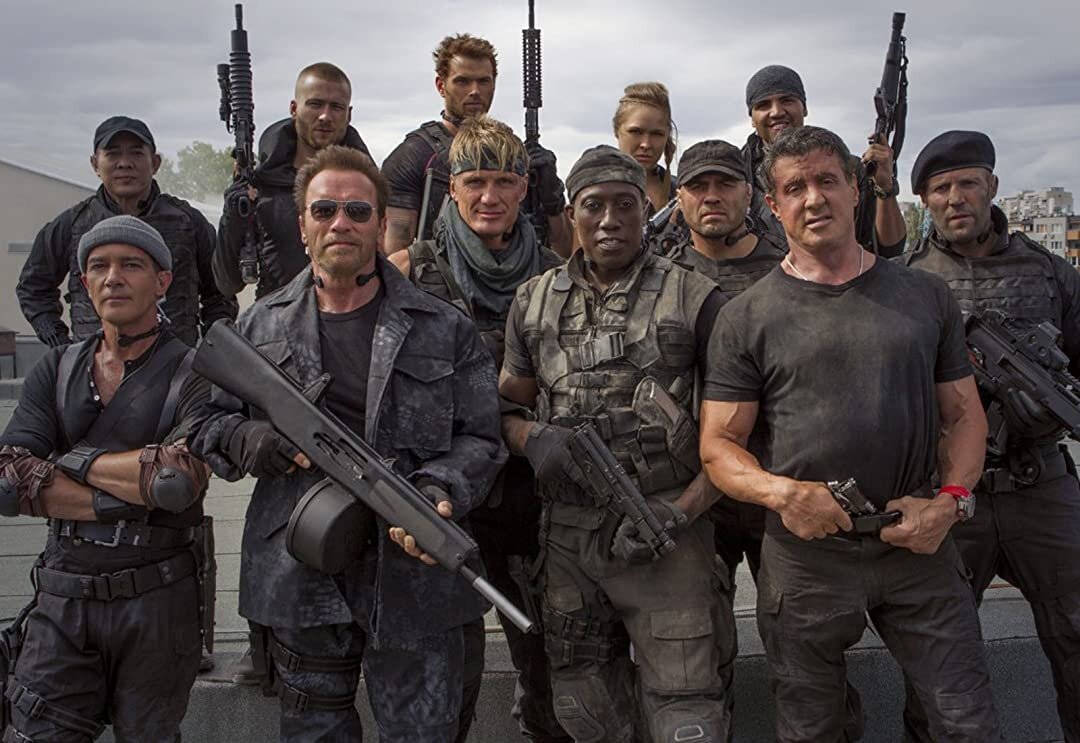 Кадр со съемок "Неудержимые 3", фотография взята с сайта https://www.amazon.com/Expendables-3-Sylvester-Stallone/dp/B00MQOXI8Y