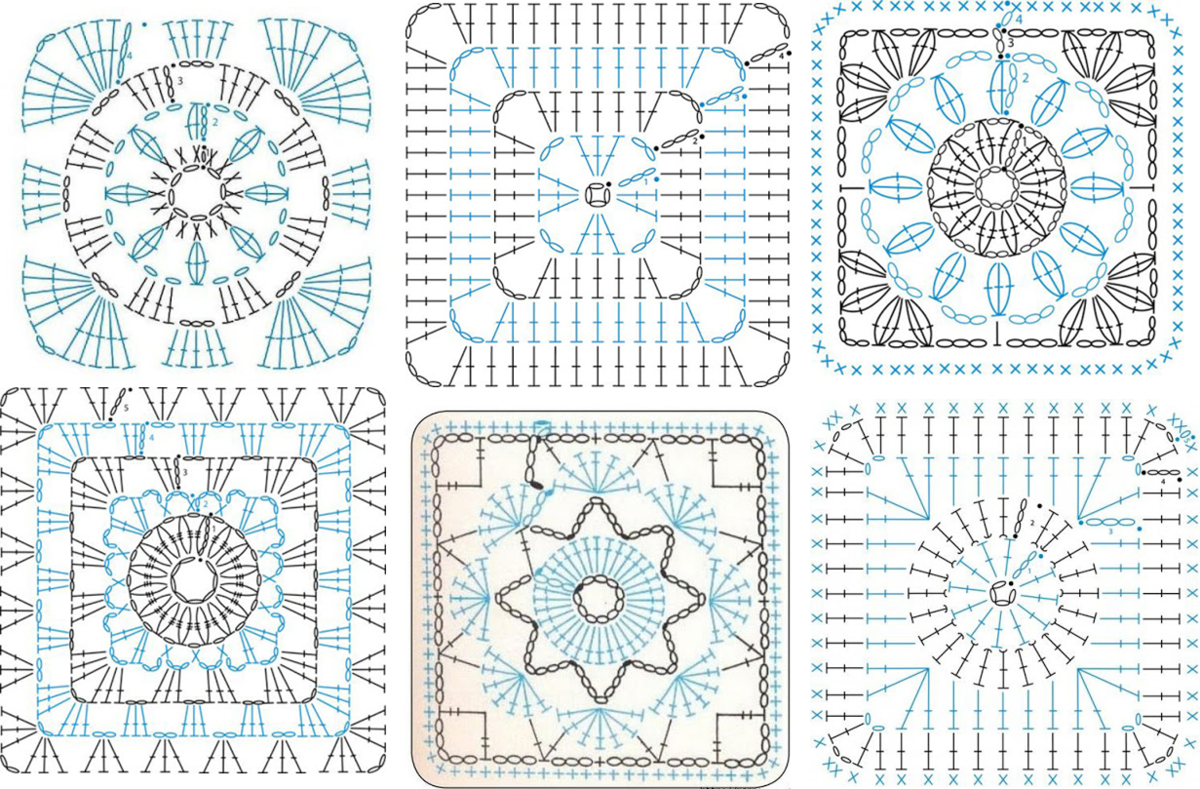 Бабушкин квадрат крючком. Схемы и идеи. | вторсырье-м.рф | Дзен