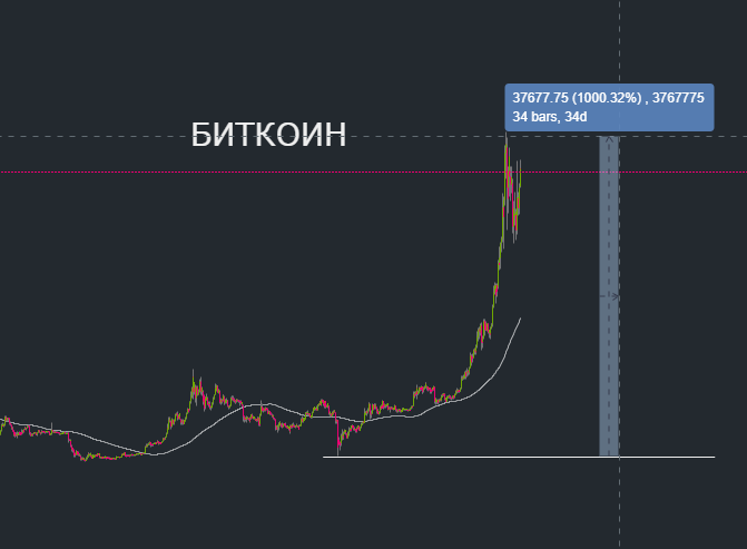 1000% рост Биткоина за 10 месяцев.