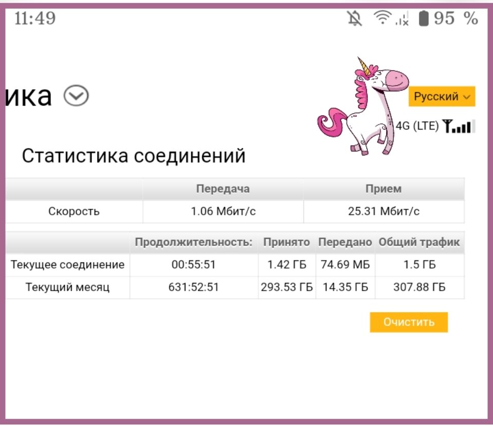 Скриншот со статистикой за прошлый месяц - Январь 2021 (интерфейс USB-модема)