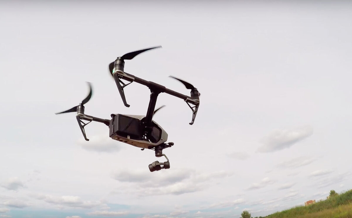 Дрон обследует  участок проведения земляных работ