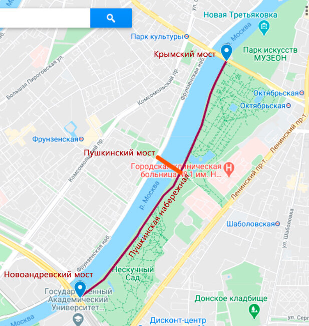 Карта. Пушкинская набережная. 