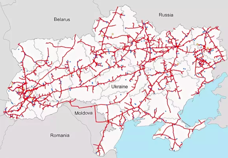 Наиболее крупные газопроводы Украины