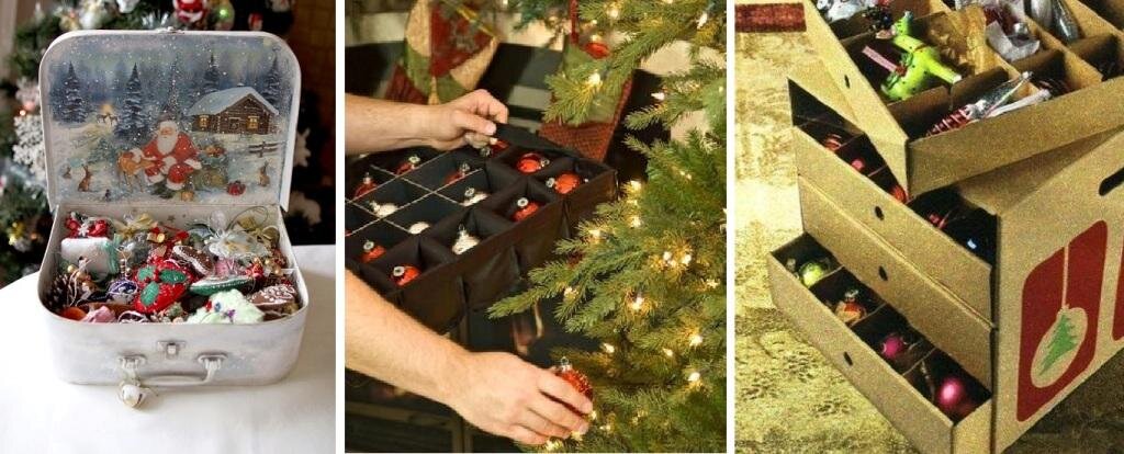 Коробка с новогодними игрушками. Ящик для новогодних игрушек. Хранение елочных игрушек. Наряжаем елку. Короб для елочных игрушек.