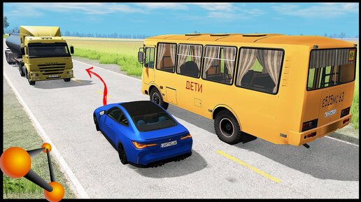 ОБГОН На МОЩНОМ АВТО! УСПЕЕТ? - BeamNg Drive