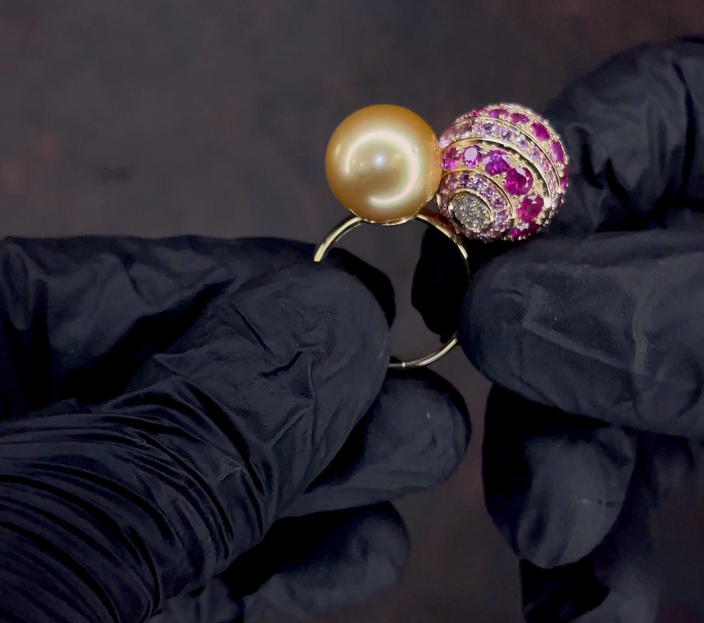 Кольцо с розовым сапфиром